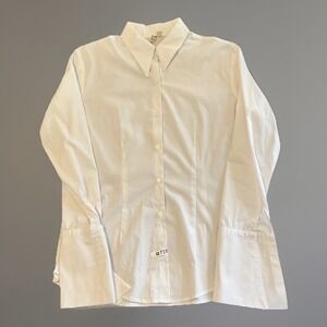 Comfy USA Women's White Button Up Top-Sz Small-100% Cotton, Bell‎ Sleeve, NWOT
